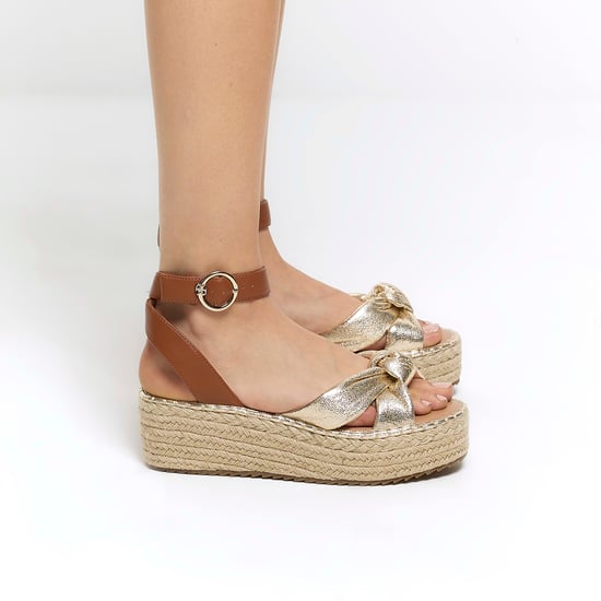 River Island Womens Espadrille Sandals Gold Flatform