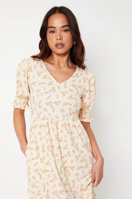 Petite Ivory Ditsy Tiered Midi Dress - Image 4