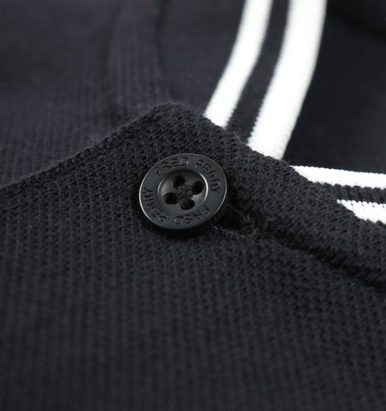 Men's Fred Perry Bomber Collar Pique Polo Shirt in Black - Image 5