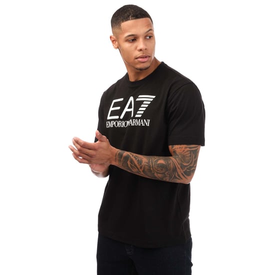 Men's Emporio Armani EA7 Ribbed Logo T-Shirt in Black