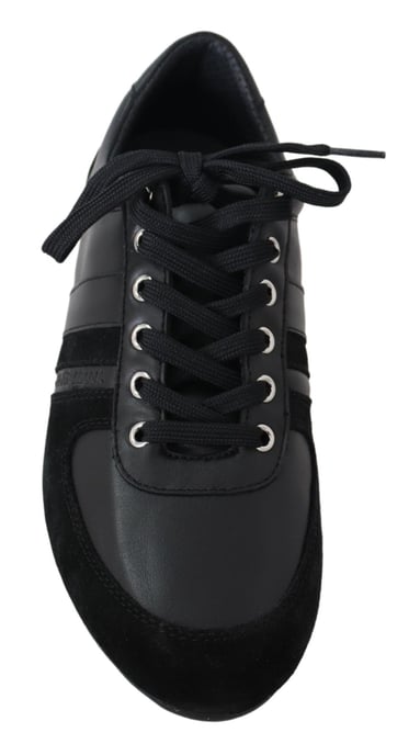 Dolce & Gabbana Men's Black Logo Leather Casual Sneakers Shoes - Image 4