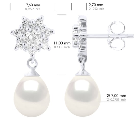 Earrings Real Cultured Freshwater Pearls Pear 7-8 mm