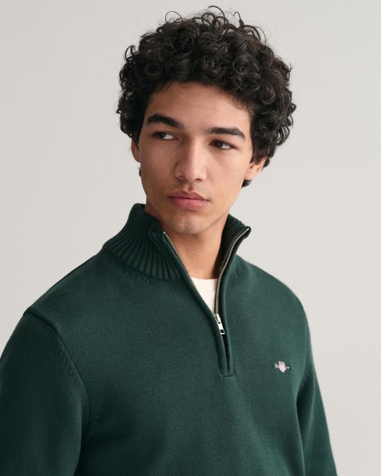 GANT Mens Casual Cotton Half Zip Jumper