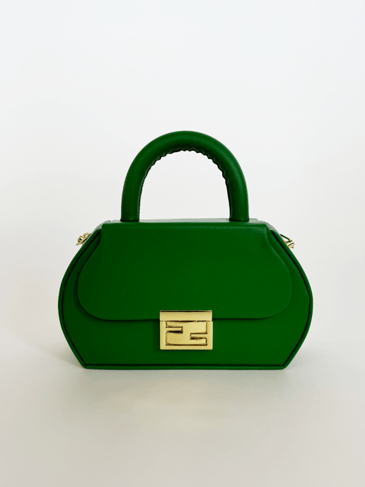 Hard Grab Bag in Green with Gold Hardware