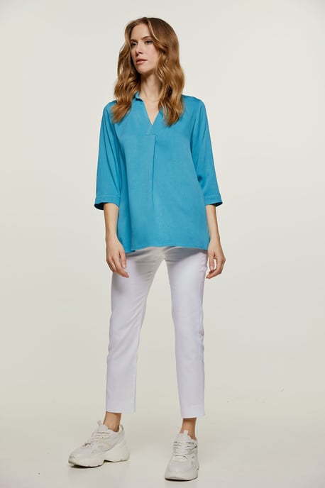 Turquoise V Hals Top - Image 5
