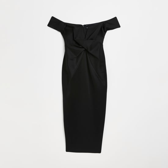 River Island Womens Bodycon Midi Dress Black Bardot
