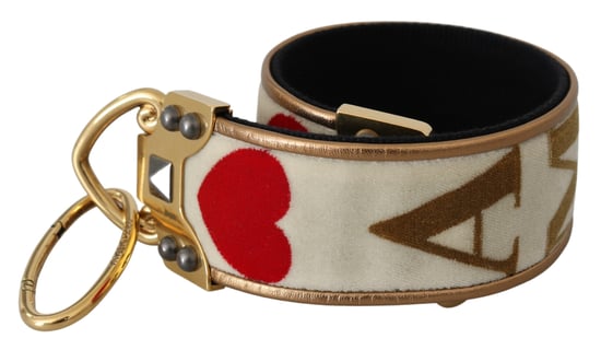 Dolce & Gabbana goud wit textiel leer amore schouder damesriem - Image 1