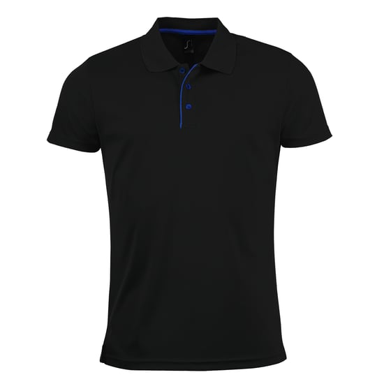 SOLS Heren Performer korte mouw Pique Polo Shirt (Zwart) - Image 1
