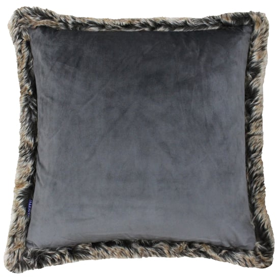 Paoletti Kiruna Velvet Faux Fur Trimmed Feather Filled Cushion - Image 1