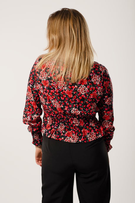 Long Sleeve Ruched Crop Blouse - Image 5