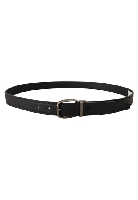 Dolce & Gabbana Men's Black Leather Metal Logo Buckle Belt