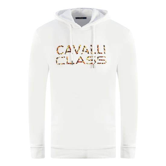 Cavalli Class Brand Logo White Hoodie - Image 1