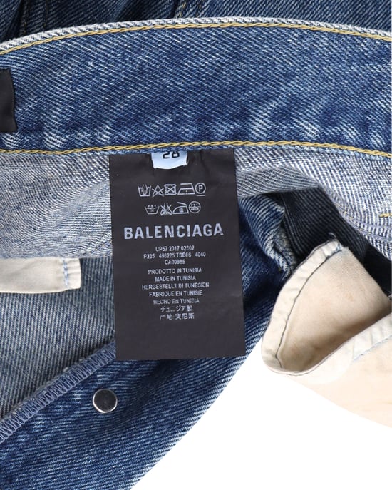 Balenciaga Slim Fit Versleten Jeans in Blauw Katoen - Image 4