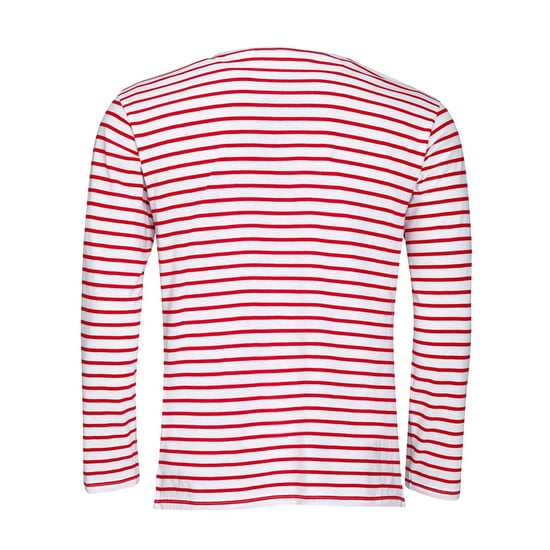 SOLS Heren Marine T-Shirt met lange mouwen (Wit/rood) - Image 2