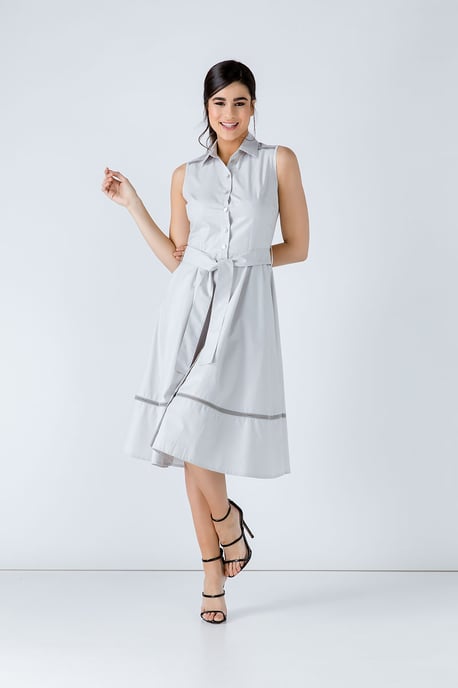 Grey Button Detail Dress