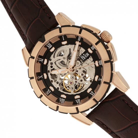 Reign Philippe Automatische Skeleton Leren Band Horloge - Image 3