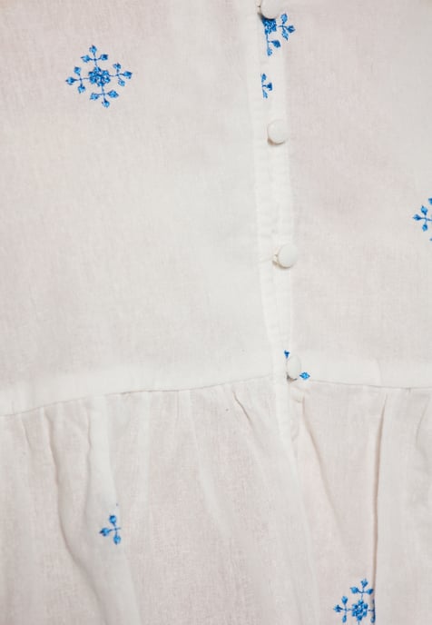 Dreimaster Blouse Dames Wol Wit Blauw - Image 5