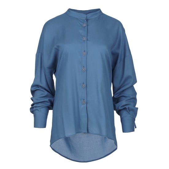 Sky Blue Blouse with Mandarin Collar