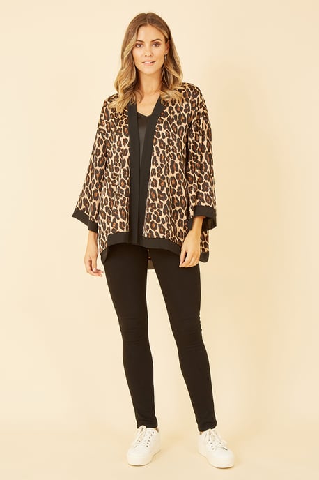 Mela Animal Print Satin Kimono