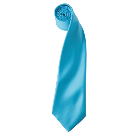 Premier Mens Plain Satin Tie (Narrow Blade) (Turquoise) - Image 1