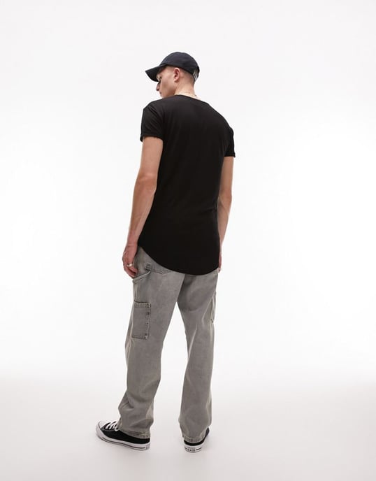 Topman longline t-shirt in black