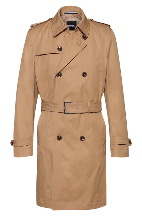 Men's Boss H-Hyde Trench Coat in Beige - Image 1