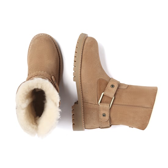 EVER AU Women Pheasant Mid Calf Fashion Boots - Chestnut