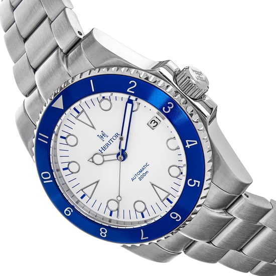 Heritor Automatic Luciano Bracelet Watch w/Date - Blue/White
