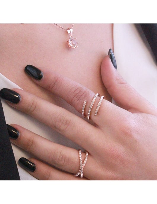 Spiral Ring - Rose Gold and Crystal - Image 4