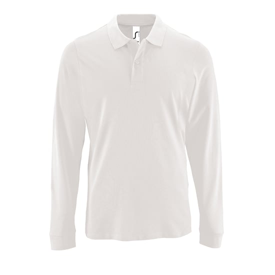 SOLS Heren Perfecte Lange Mouw Pique Polo Shirt (Wit) - Image 1