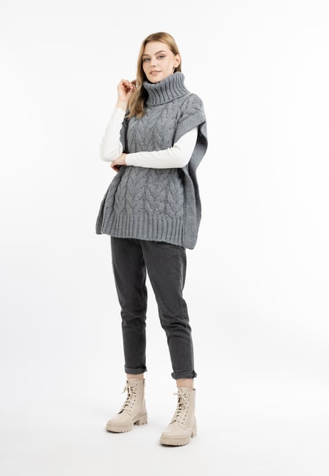 Dreimaster Knitted vest women dark grey melange - Image 2