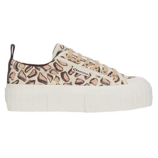 Superga Womens/Ladies 2631 Giraffe Print Platform Trainers (Beige Natural) - Image 1