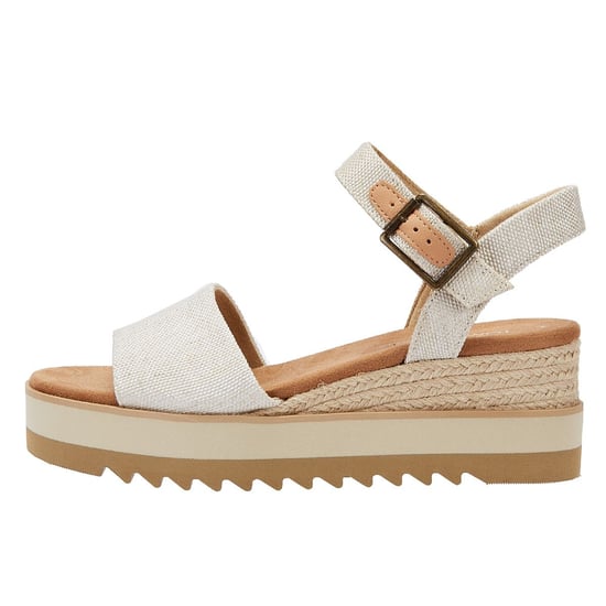 TOMS Diana Canvas Wedge Natuurlijk Dames Sandalen Wit - Image 5