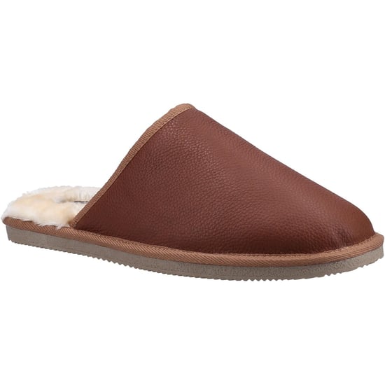 Hush Puppies Mens Coady Leather Slippers (Tan) - Image 1
