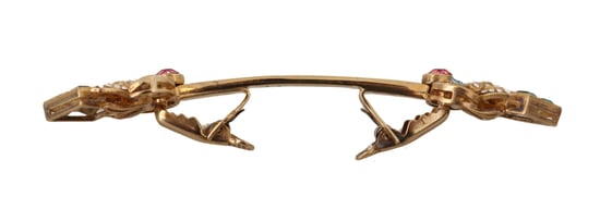 Dolce & Gabbana Men's Green Emerald Gold Tone Collar Clip Tie Brooch