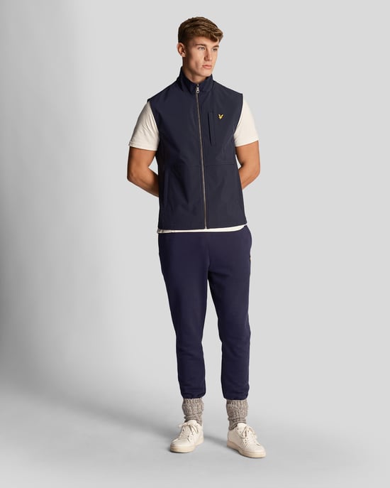 Lyle & Scott Branded Logo Softshell Navy Blue Gilet Jacket - Image 2