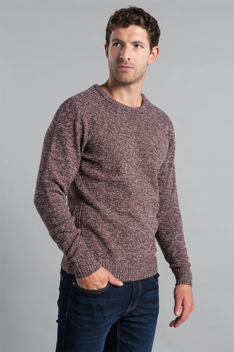 Wine Recycled Cotton Blend Crew Neck Twist Jumper