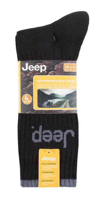 JEEP - 4 Pairs Mens Anti Blister Thick Cushioned Luxury Boot Socks - Image 2