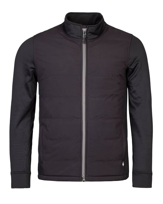 Mens Black Fleece Lined Jacket Full Zip | Heat Holders | Insulated Waterproof Coat with Pockets - Black - Image 1