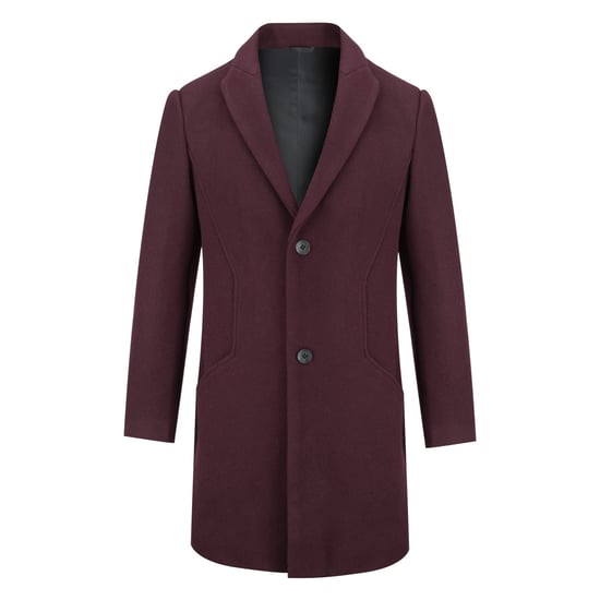 Men's Long Slim Fit Winter Warm Business Wool Coat Red