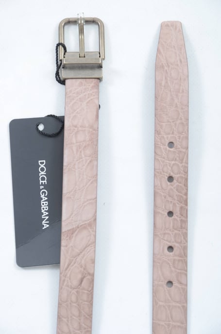 Dolce & Gabbana Mannen Beige Exotisch Huid Goud Gesp Leren Riem - Image 1