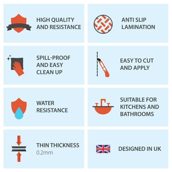 Purbeck Stone Tiles Floor Stickers 120cm x 60 cm, Kitchen, Bathroom, Living room, Self-adhesive