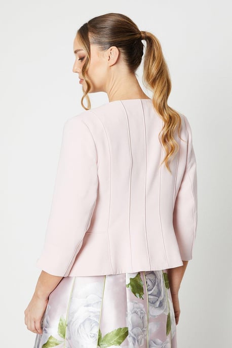 Crepe Tailored Jacket With Piped Seams