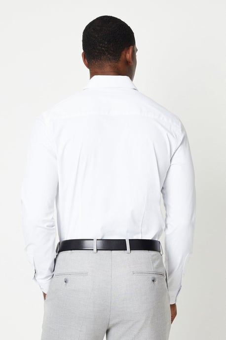White Tailored Fit Long Sleeve Easy Iron Shirt - Image 3