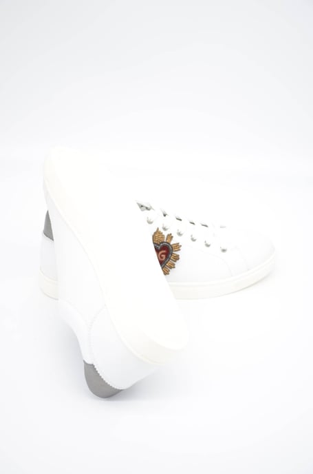Dolce & Gabbana Mannen Wit Rood Leer Casual Lage Top Sneakers - Image 4