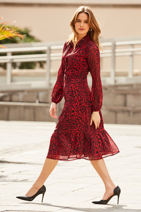 strapless open back dress Jennifer Red Leopard Print Cut Out Maxi Dress main image 1