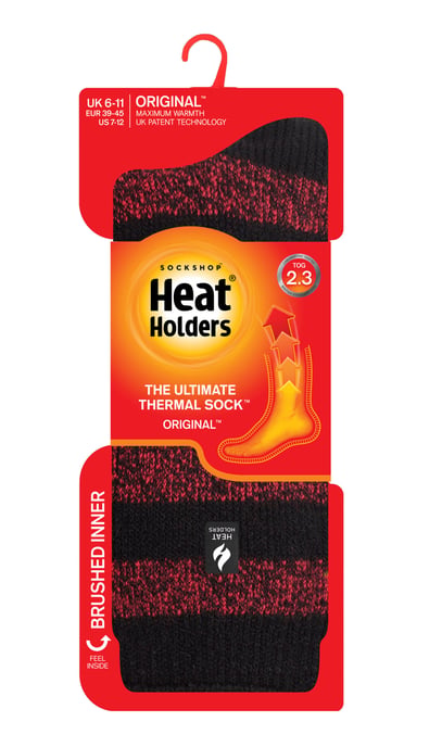 Värmehållare - Extra tjocka termosockor för herrar för vintern | Varma fluffiga fleeceisolerade strumpor | Gåvor till män - Svart / röd (Palermo) - Image 2