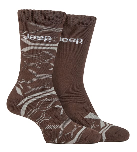Mens Bamboo Work Boot Socks | Jeep | Soft and Breathable Thick Heavy Duty Cushioned Socks, Knit Ribbed Style Walking Socks - Khaki / Stone - Image 1