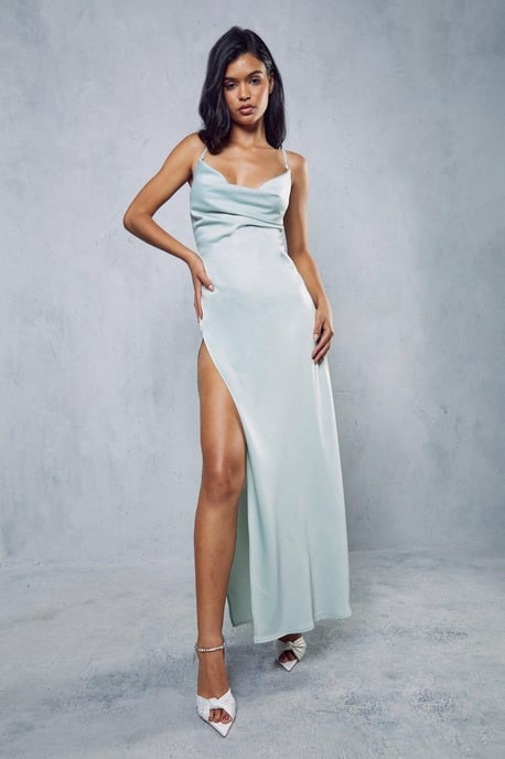 Premium Satin Cowl Neck Maxi Dress - Image 4