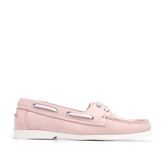 Women's Leather Boat Shoes For Laces in Pink